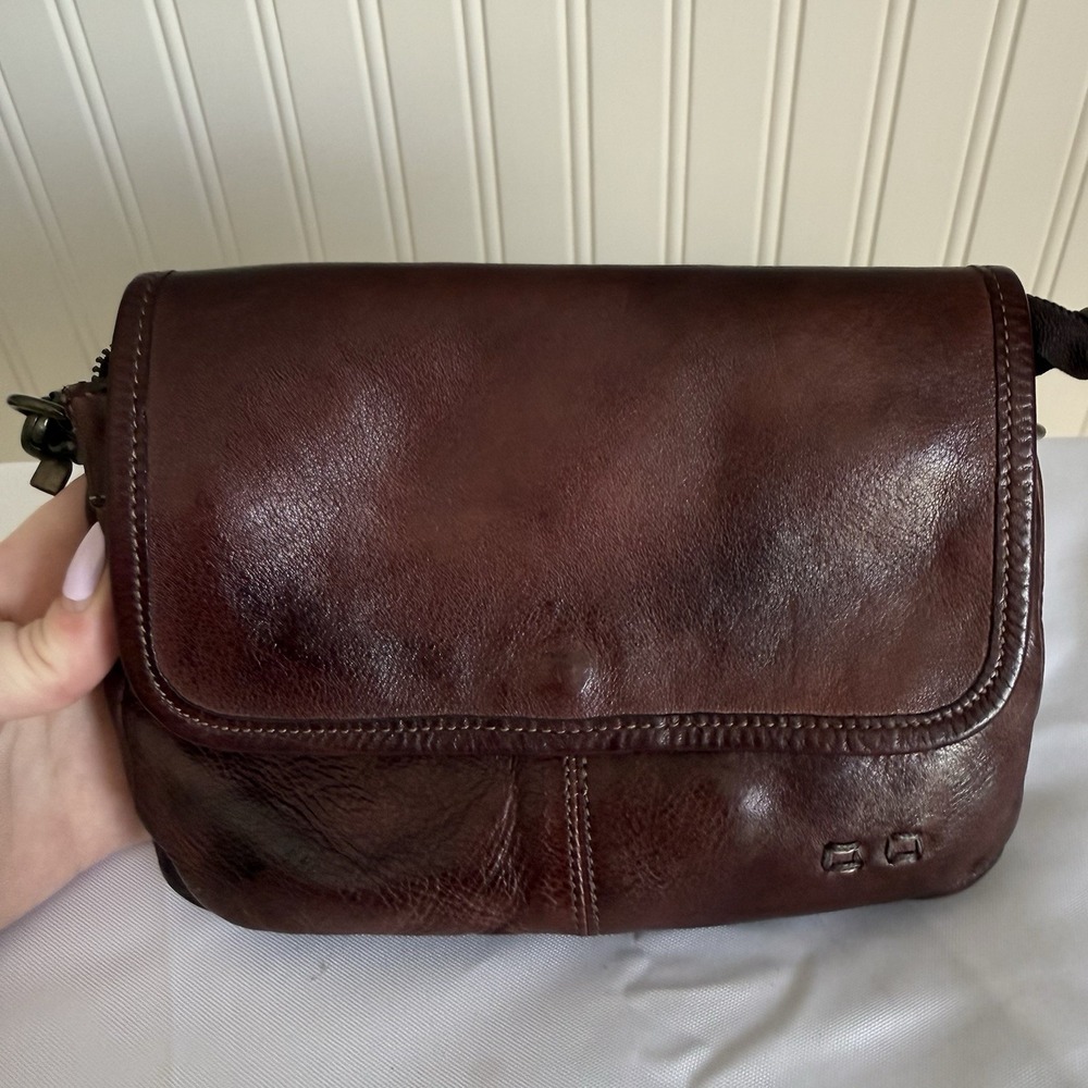 Bed Stu Ziggy Crossbody Shoulder Handbag Purse Brown Distressed Leather